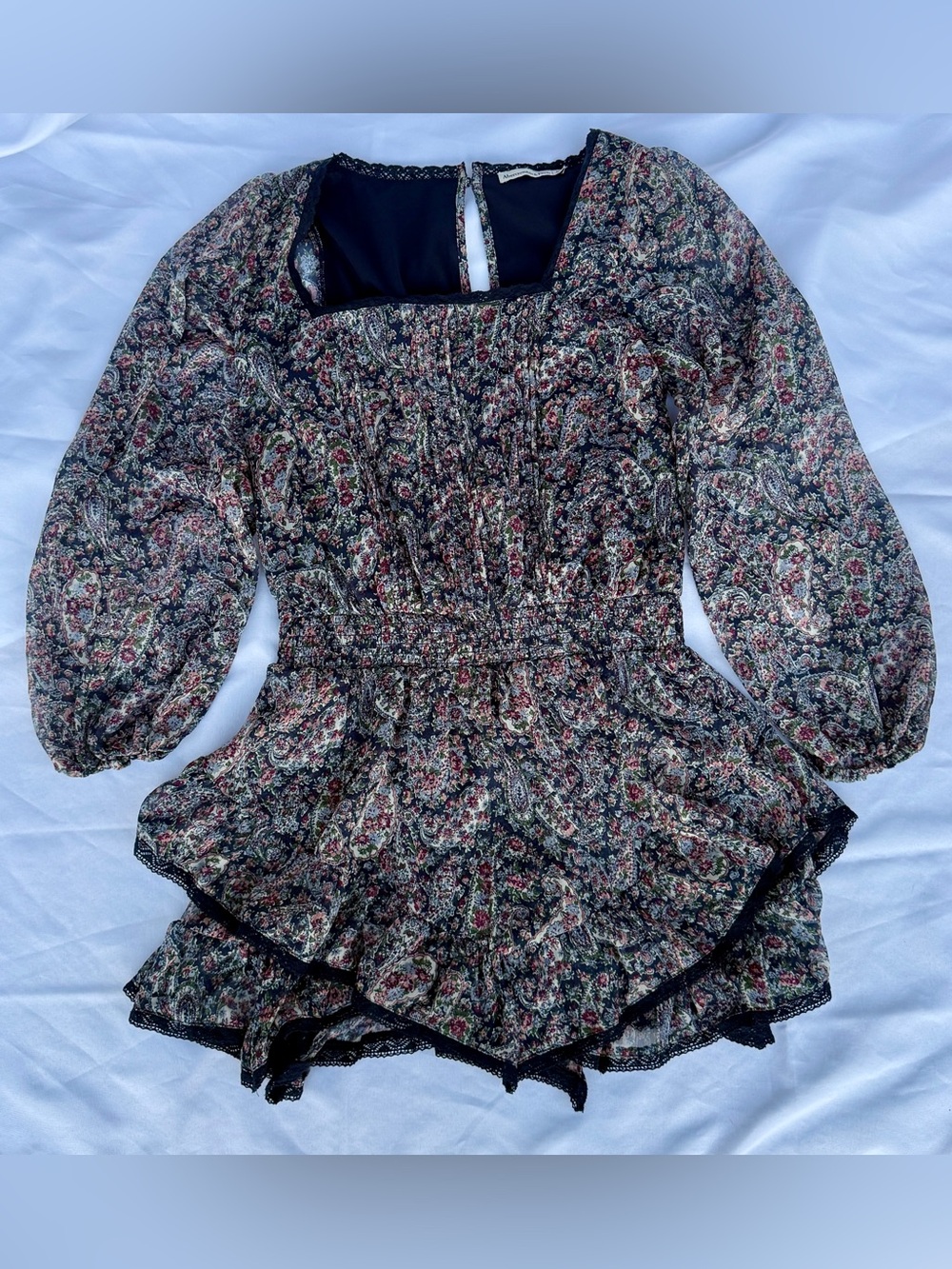 Abercrombie & Fitch Paisley Floral Romper | Size Medium | Smocked Boho